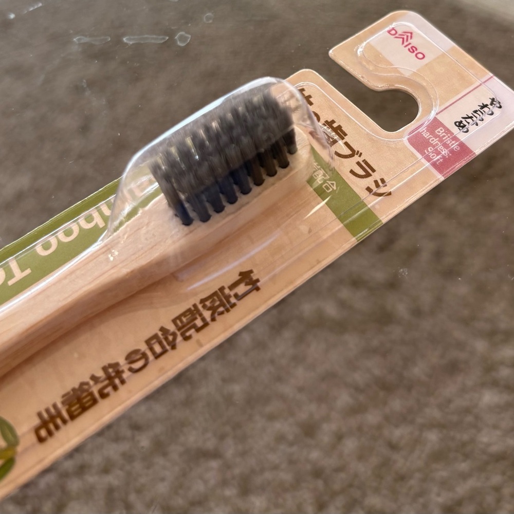 Daiso Bamboo Toothbrush with Black Bristles